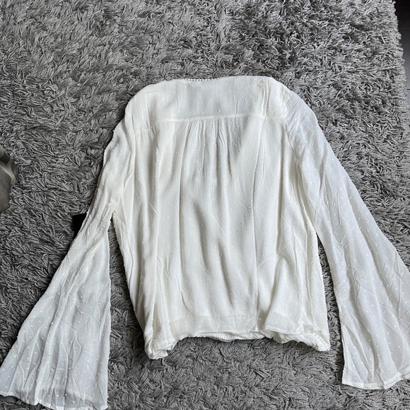 Morningside White Lace-Up Bell Sleeve Surplice Top - Picture 12 of 14